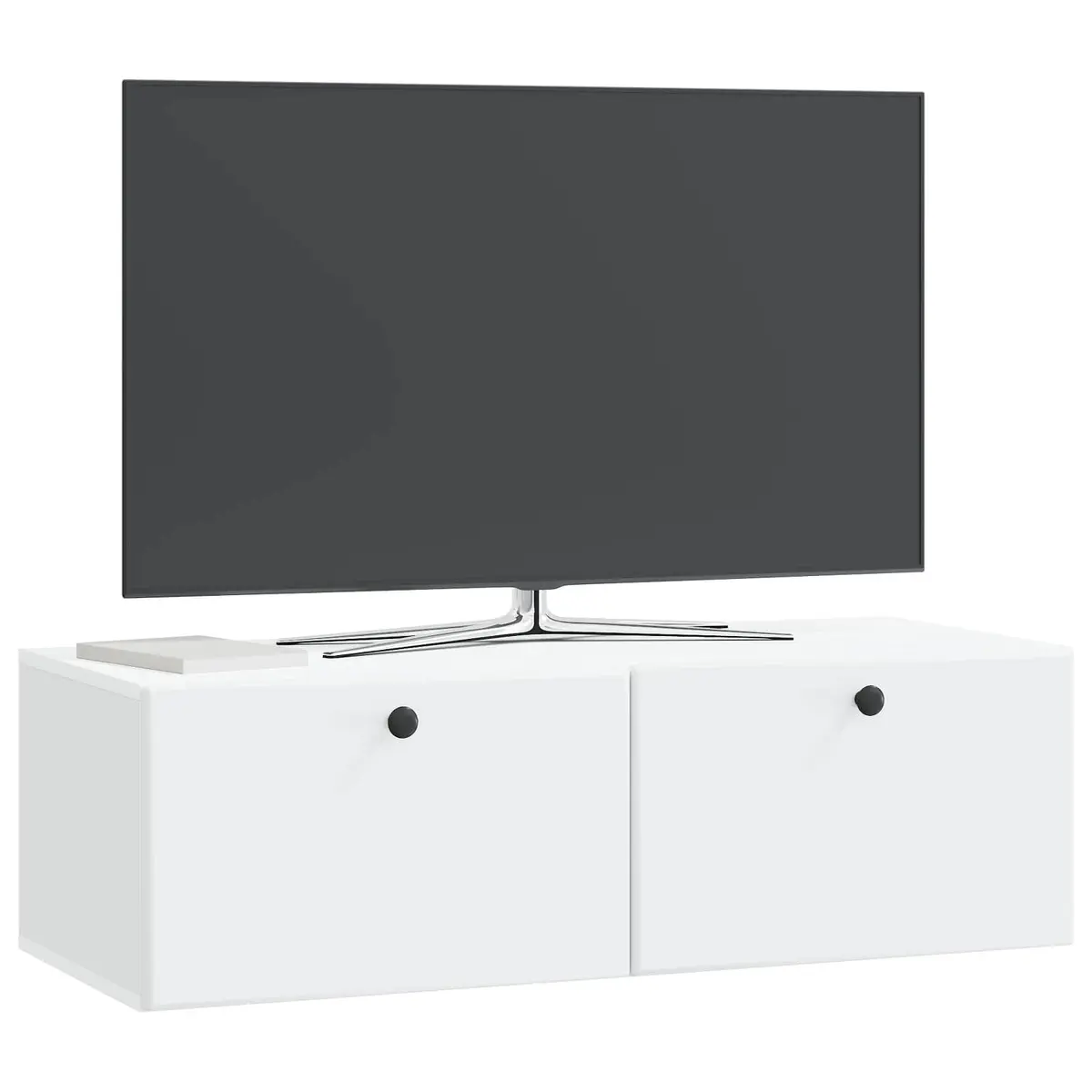 Wall-Mounted TV Cabinet Engineered Wood 98 x 41 x 30 cm White Storage Living Room Unit