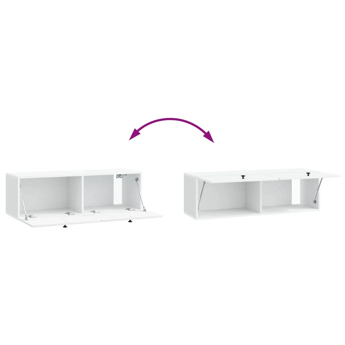 Wall Mounted Storage Unit Engineered Wood 98x31x30cm White Living Room Organizer with Swing Hinge Doors