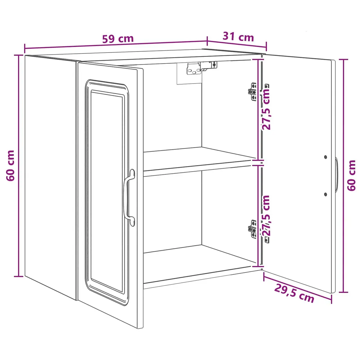 Wall-Mounted Storage Cabinet Engineered Wood 59x31x60cm White