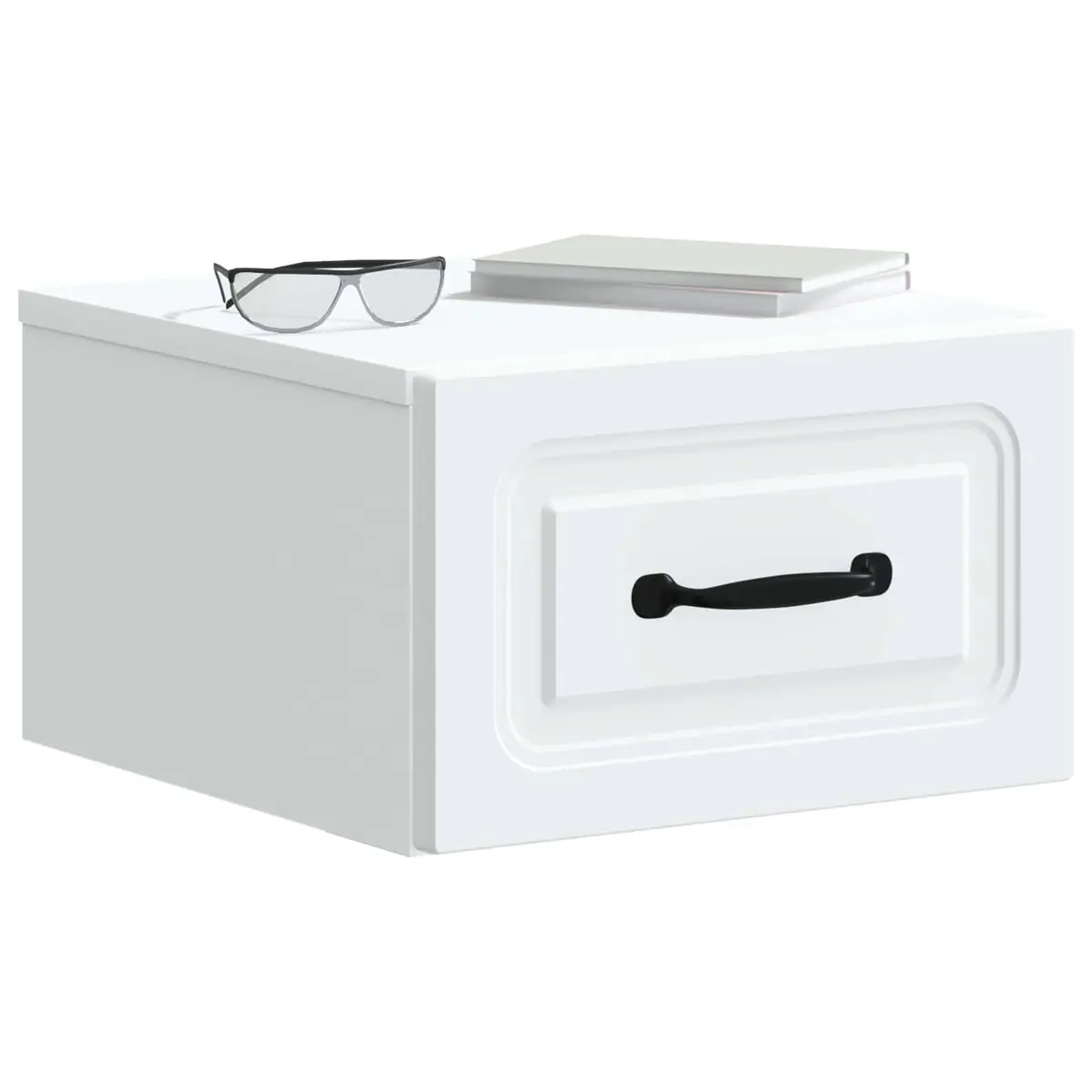 Wall-Mounted Bedside Cabinet Engineered Wood 34.5 x 33 x 20 cm White Storage Drawer Shelf
