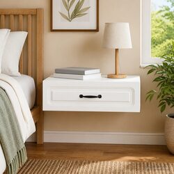 Wall-Mounted Storage Cabinet White Modern Living Room Office Organizer 59cm