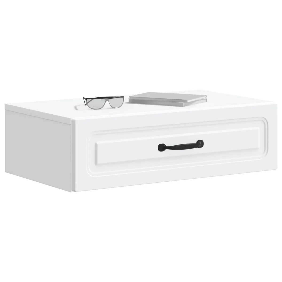 Wall-Mounted Side Table White 59 x 34.5 x 17 cm Floating Storage Cabinet