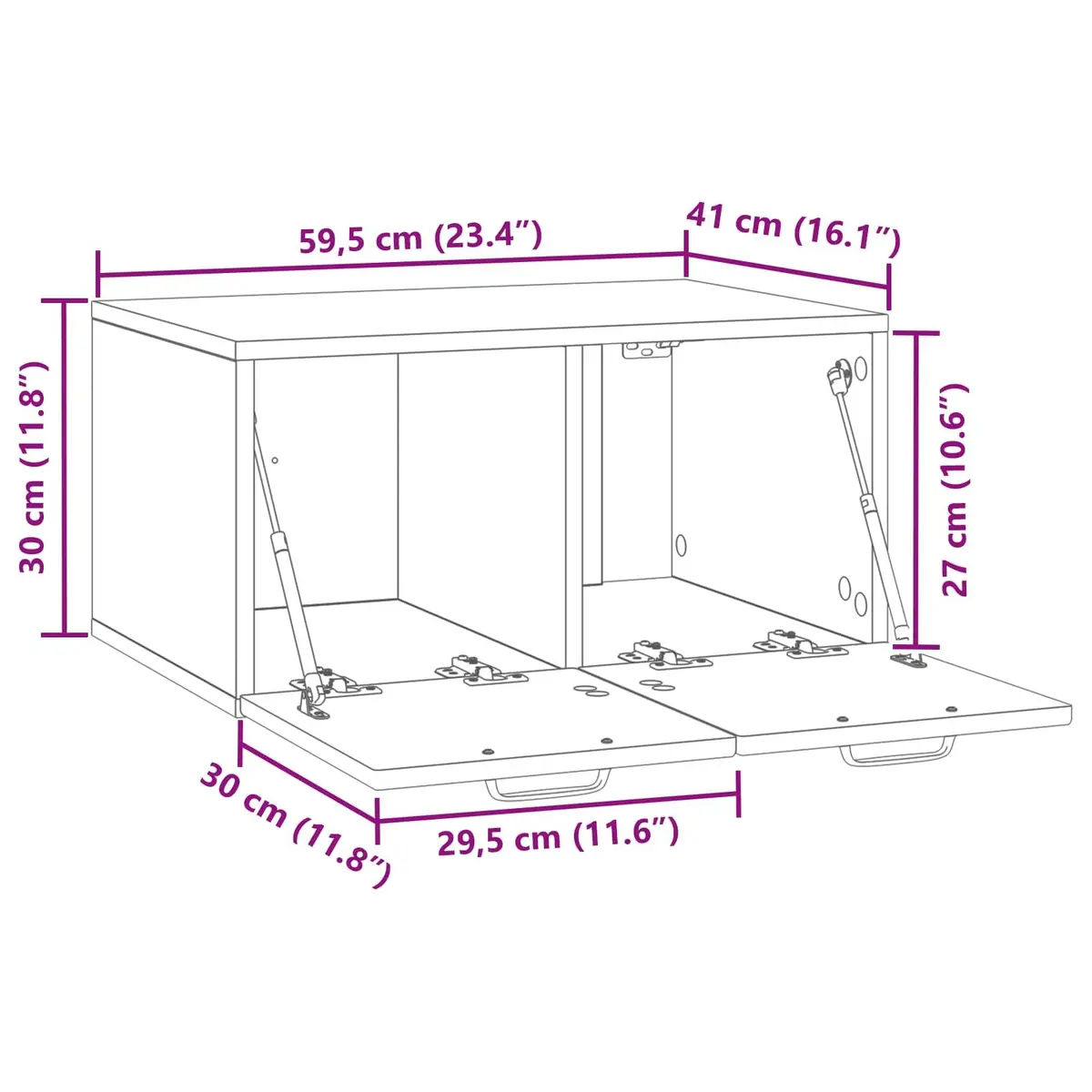 Wall-Mounted TV Cabinet Engineered Wood 59.5 x 41 x 30 cm White Modern Living Room Storage