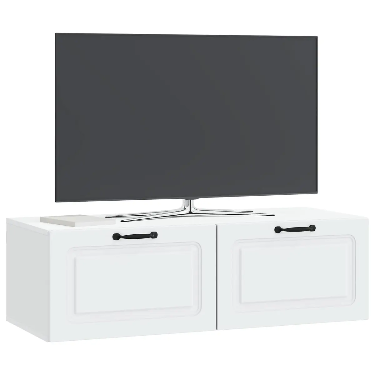 White Wall-Mounted TV Cabinet Entertainment Unit Engineered Wood 98 x 41 x 30 cm