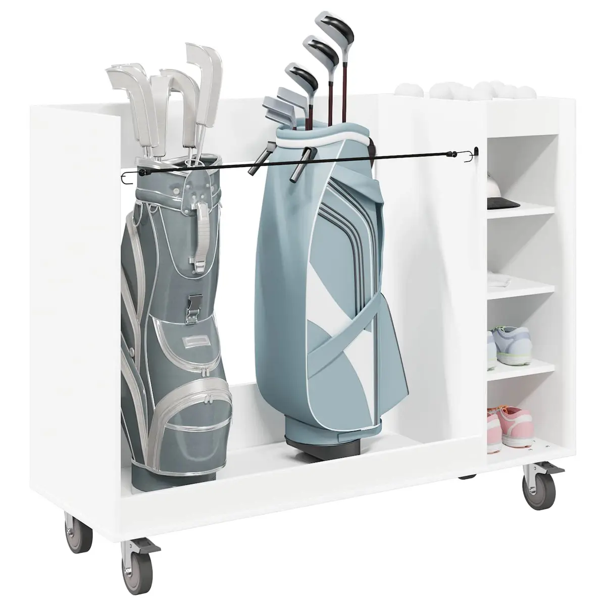 Wooden Golf Cabinet Storage Organizer with Shelves White 120 x 45 x 98 cm
