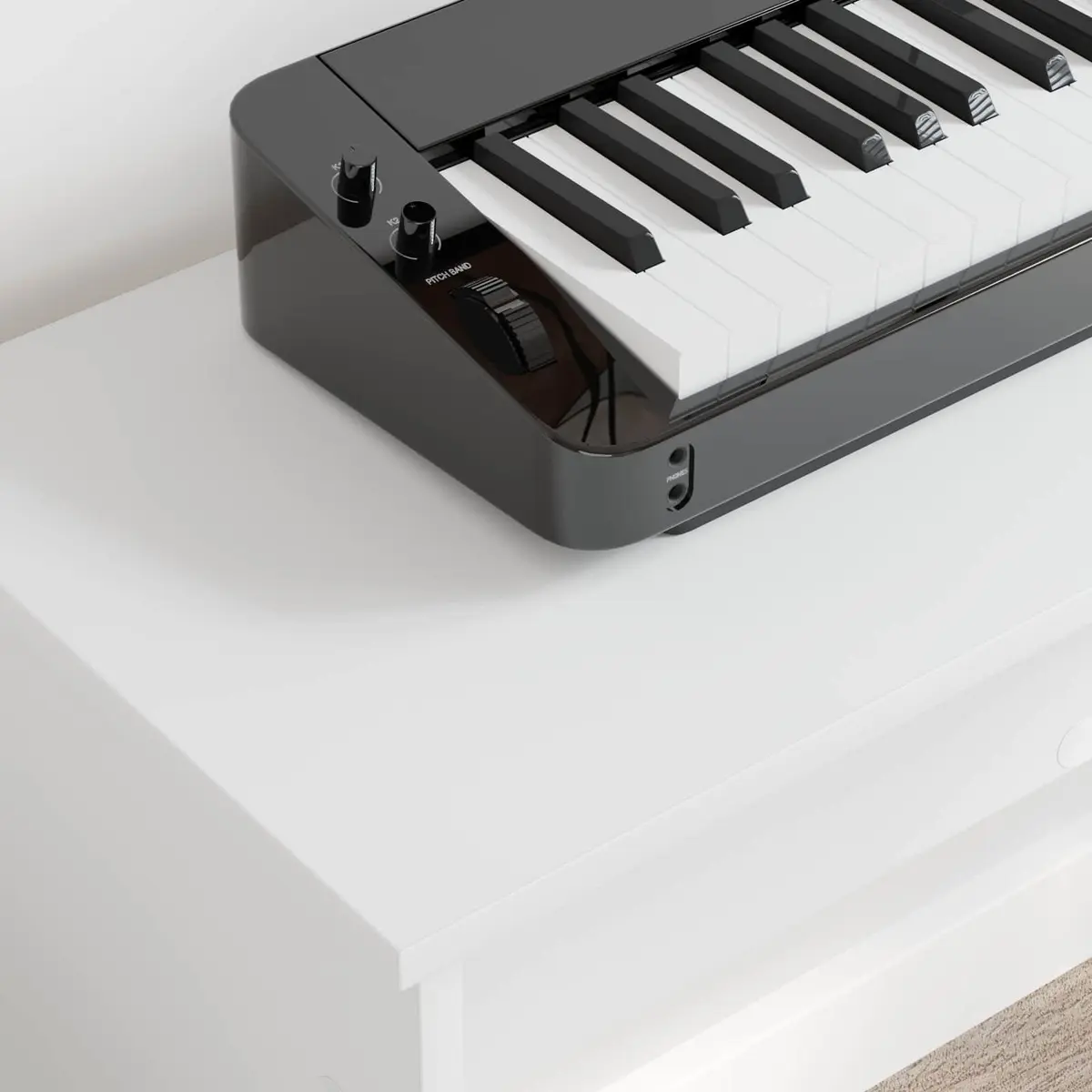 Keyboard Stand Engineered Wood Support 100x32x64cm Modern White