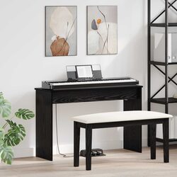 Practical Black Oak Keyboard Stand for Any Room
