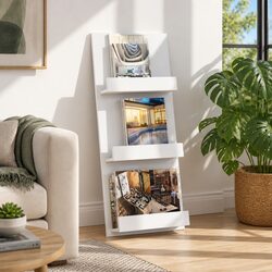 Compact Magazine Rack with Shelf for Living Areas