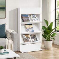 Practical White Magazine Rack for Living Room and Bedroom