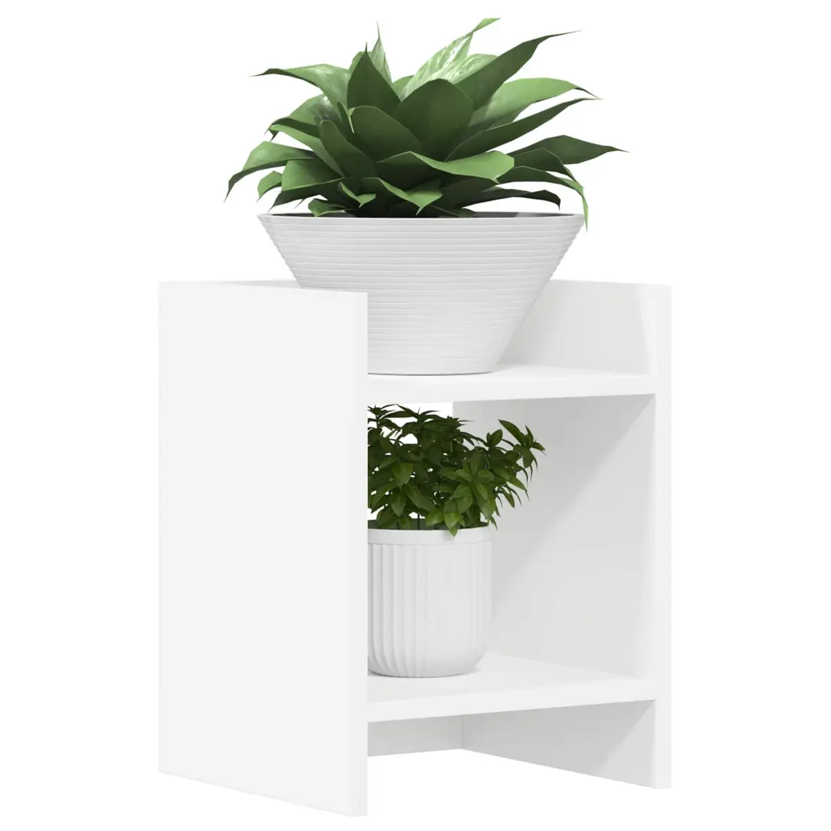 Plant Stand Engineered Wood 30x30x40cm White 2 Pieces Indoor Modern Decor Display Shelf