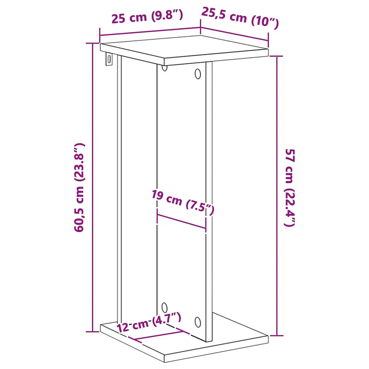 Plant Stand Engineered Wood 25 x 25.5 x 60.5 cm White Multi-Tier Indoor