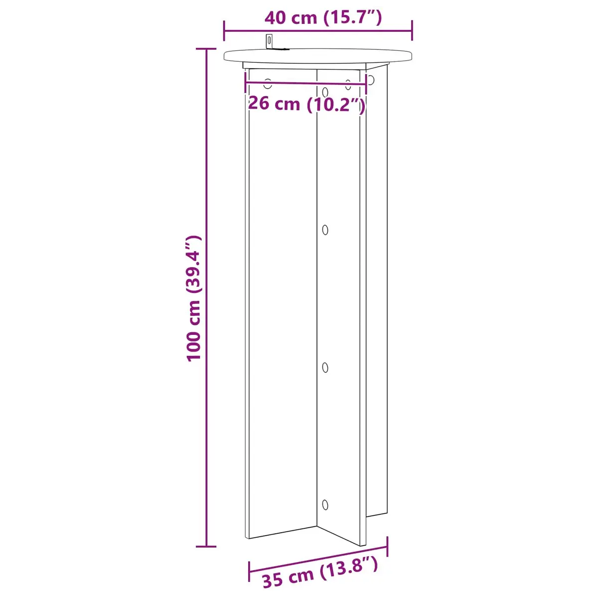 Plant Stand Engineered Wood Ø40 x 100 cm White 2 Piece