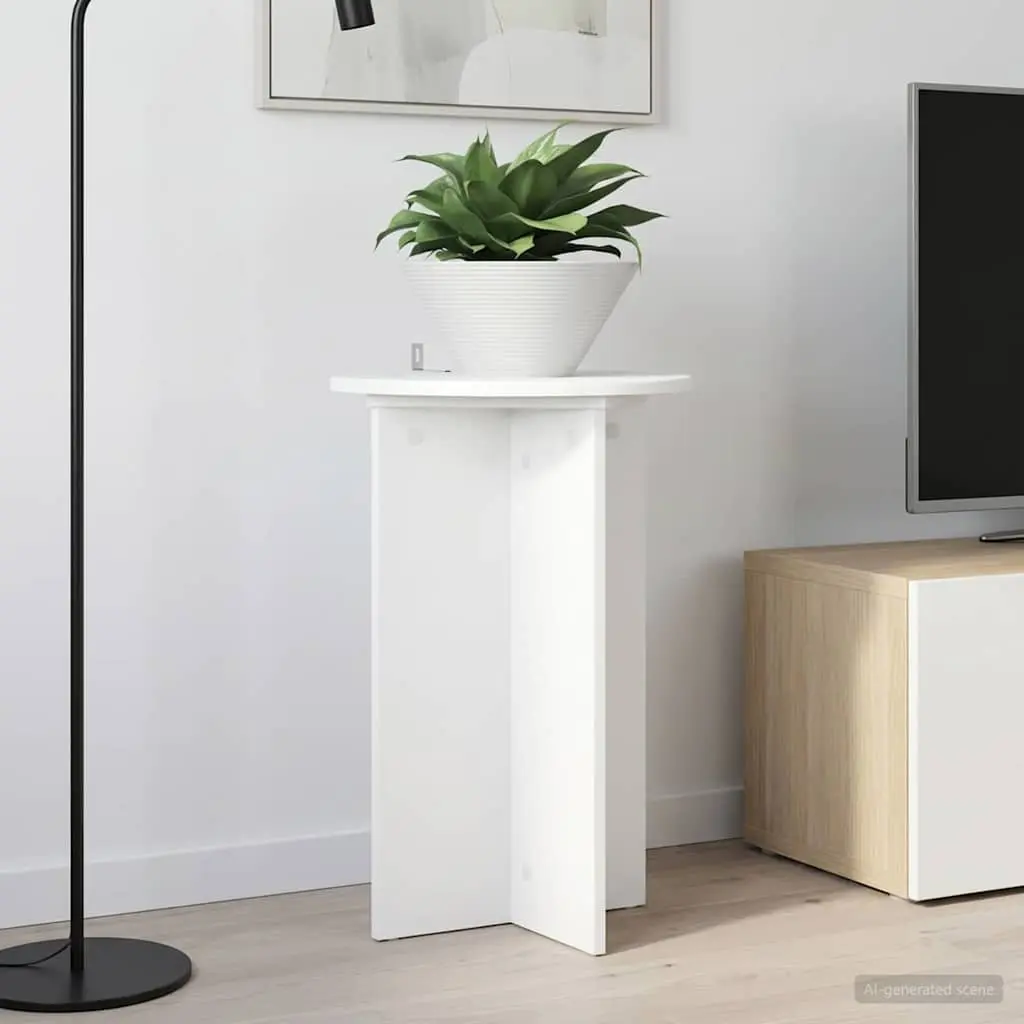 Plant Stand Engineered Wood Ø40 cm White Modern Contemporary 2 Pcs