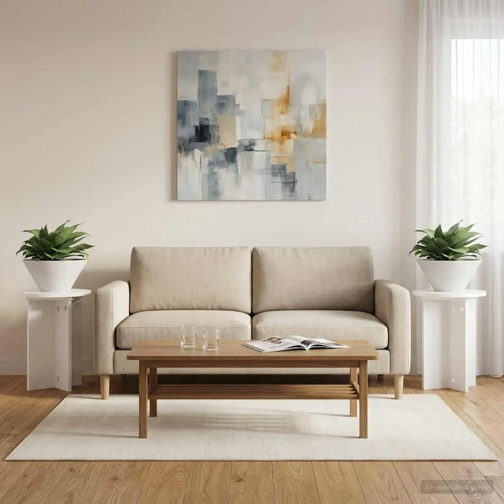 Indoor Plant Stand Engineered Wood White Modern 29.5 x 40 cm Set of 2