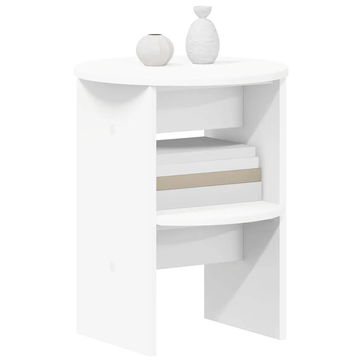 Side Cabinet Engineered Wood 40cm White Modern Storage Furniture 2 Piece Set