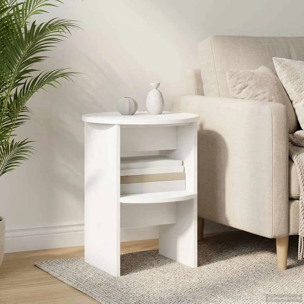 Side Cabinet Engineered Wood 40cm White Modern Storage Furniture 2 Piece Set