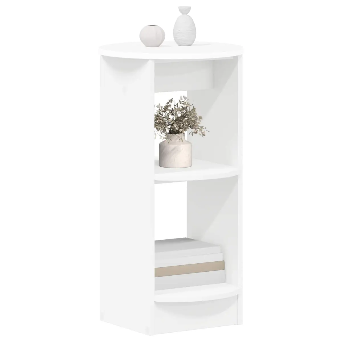 Side Cabinet White Engineered Wood Storage Unit Modern Minimalist Design