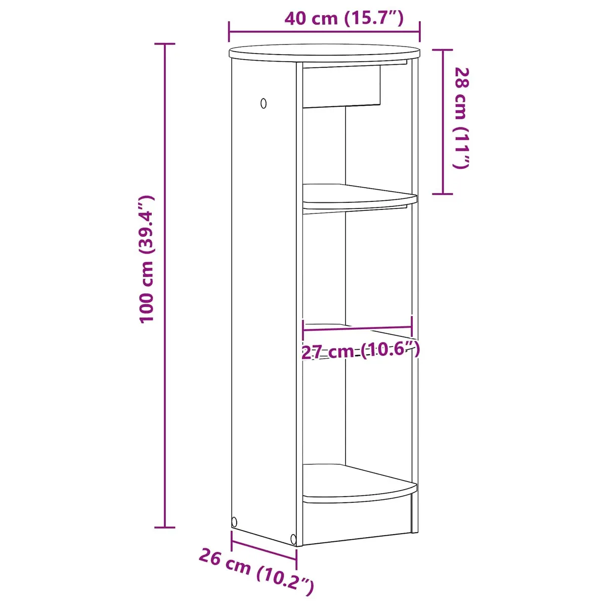 Side Cabinet White Storage Unit Modern Engineered Wood 40x40x100cm Sideboard