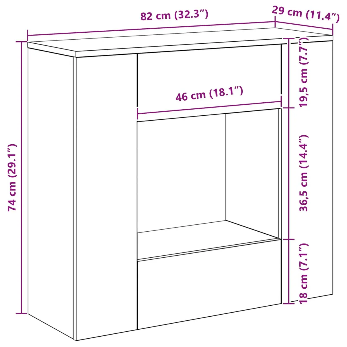 Console Table Wooden 82x29x74cm Entryway Living Room Display Storage Shelves Drawers