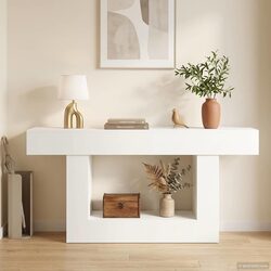 Functional White Console Table for Entryways and Living Rooms