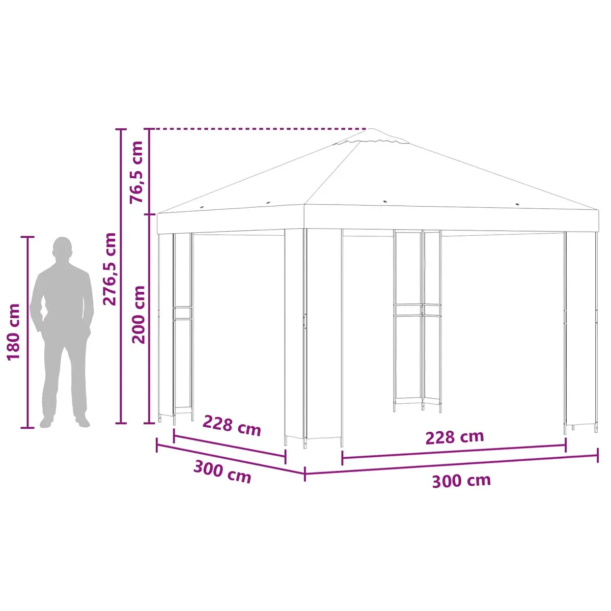 Outdoor Gazebo Steel Frame 3 x 3 m Anthracite Canopy
