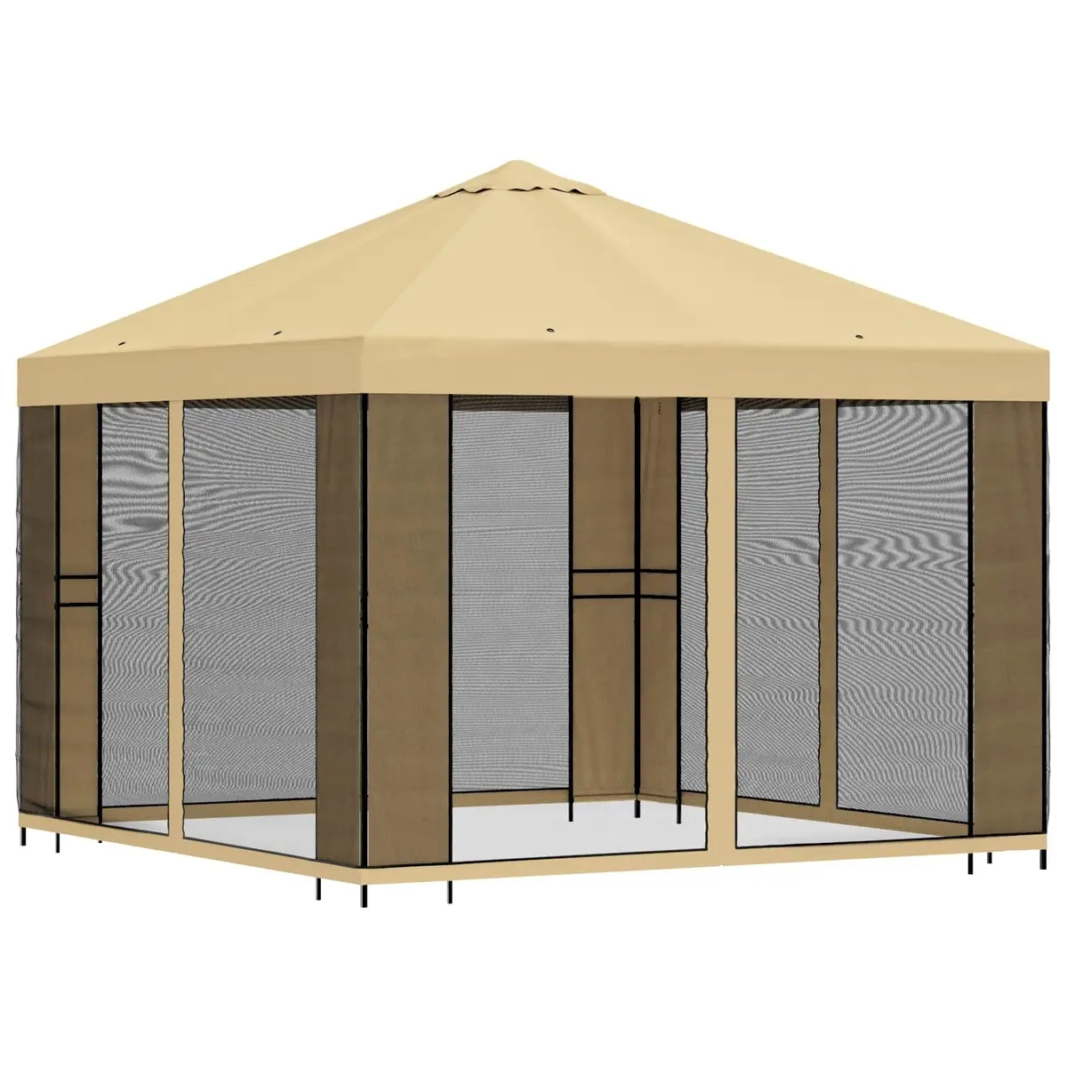 Garden Gazebo 3x3m Outdoor Canopy Cream Polyester Steel Frame Patio Shade