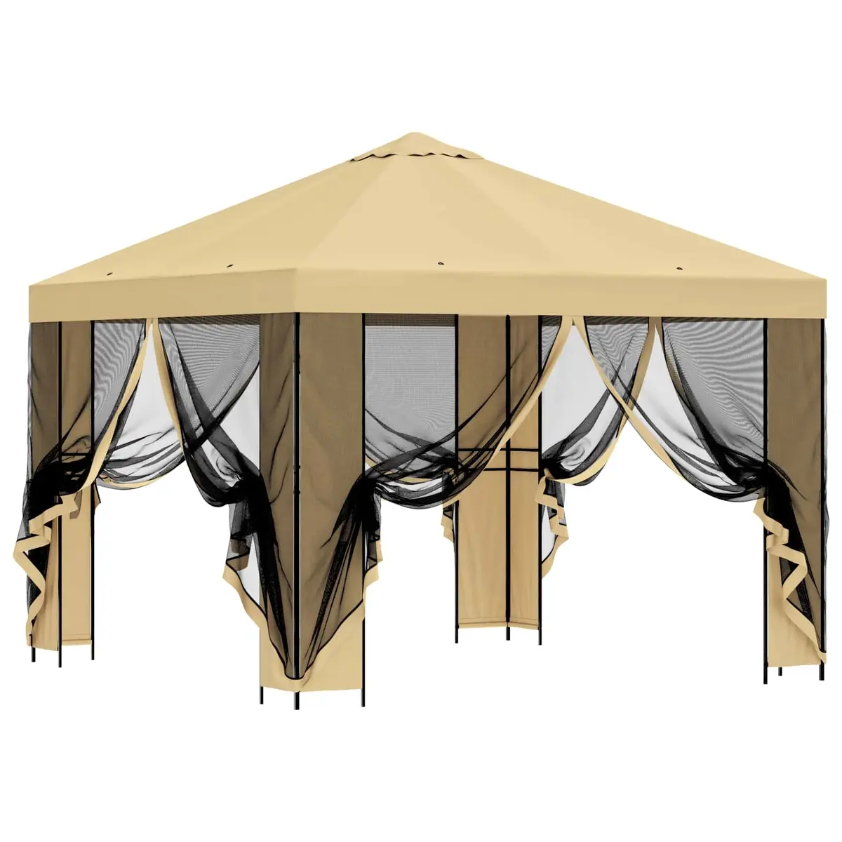 Garden Gazebo 3x3m Outdoor Canopy Cream Polyester Steel Frame Patio Shade