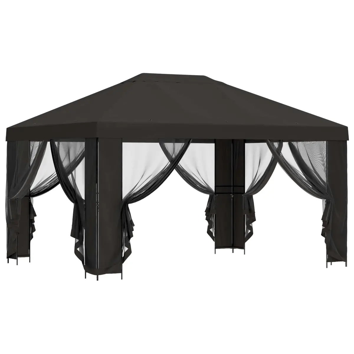 Garden Gazebo Canopy Polyester 4x3m Anthracite Steel Frame Outdoor Structure