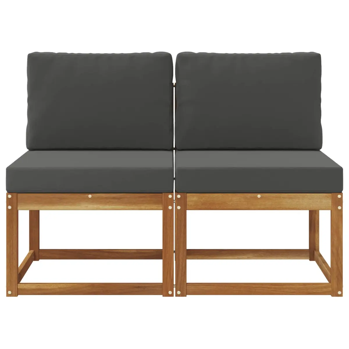 Outdoor Middle Sofa Sectional Unit Brown Modular Seating Acacia Wood Garden