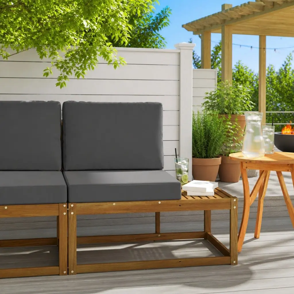 Outdoor End Sofa Modular Sectional Unit Garden Balcony Furniture Slatted Design