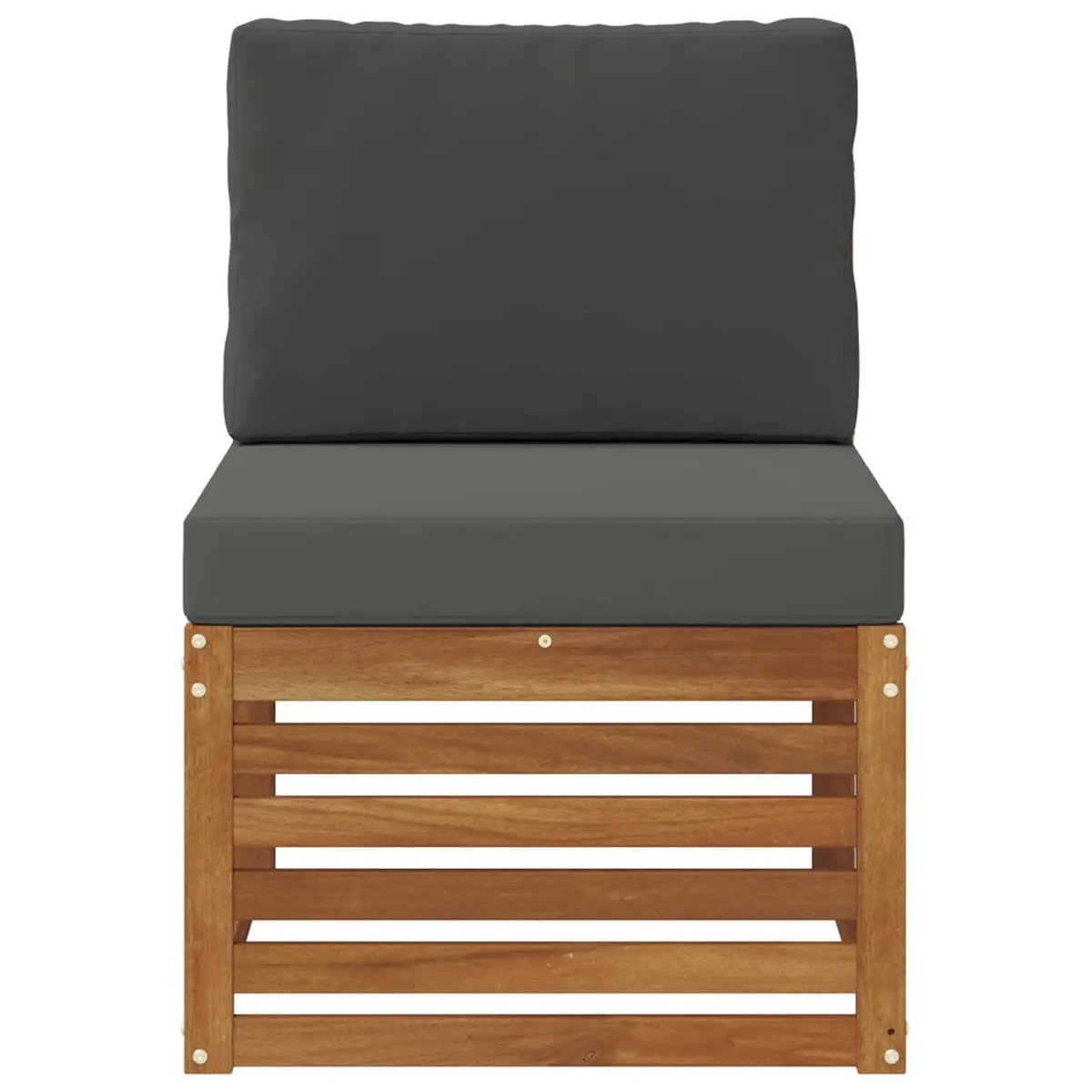 Outdoor Middle Sofa Solid Acacia Wood Brown Garden Patio Sectional Seating Unit