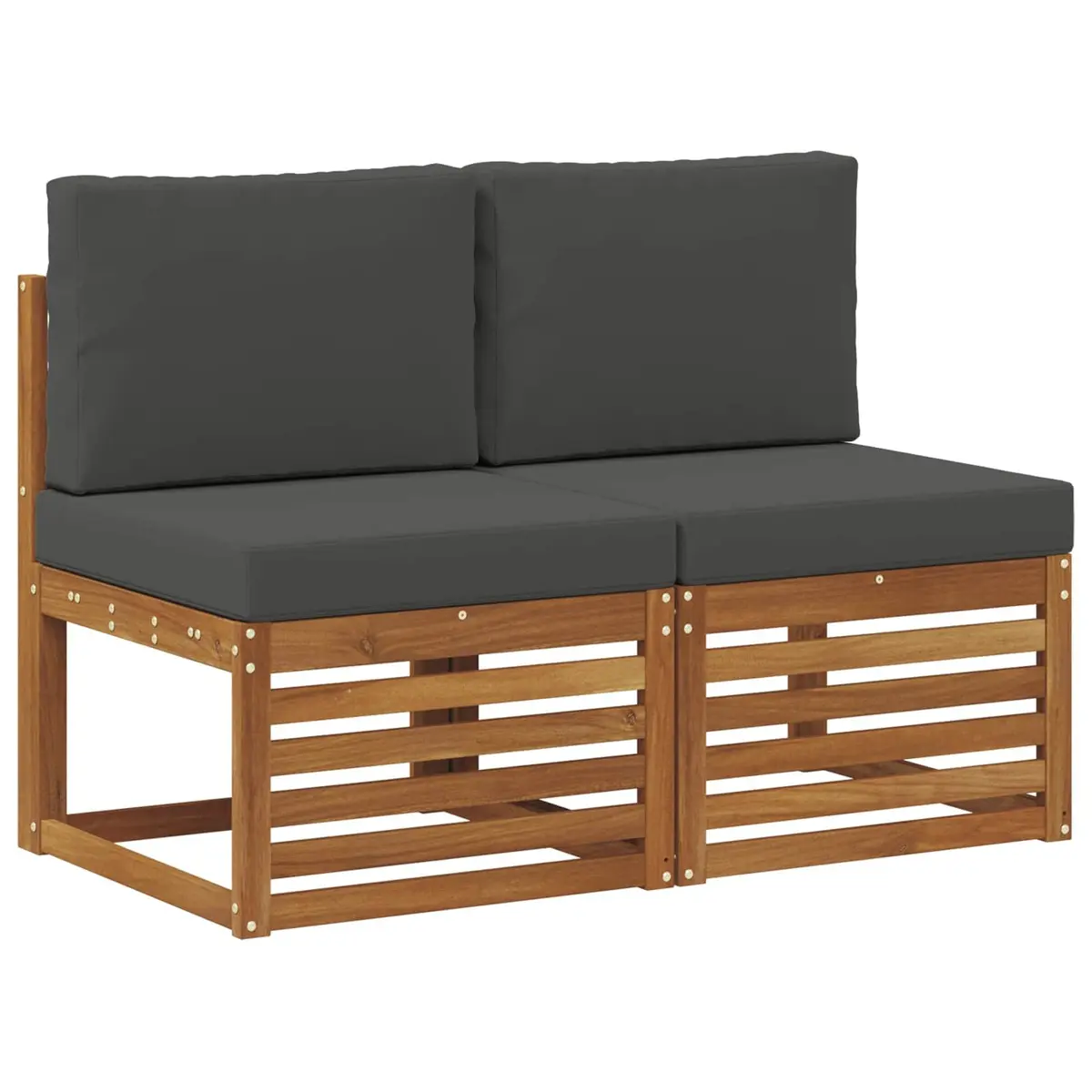 Outdoor Middle Sofa 2 Piece Set Garden Patio Seating Acacia Wood Brown Natural