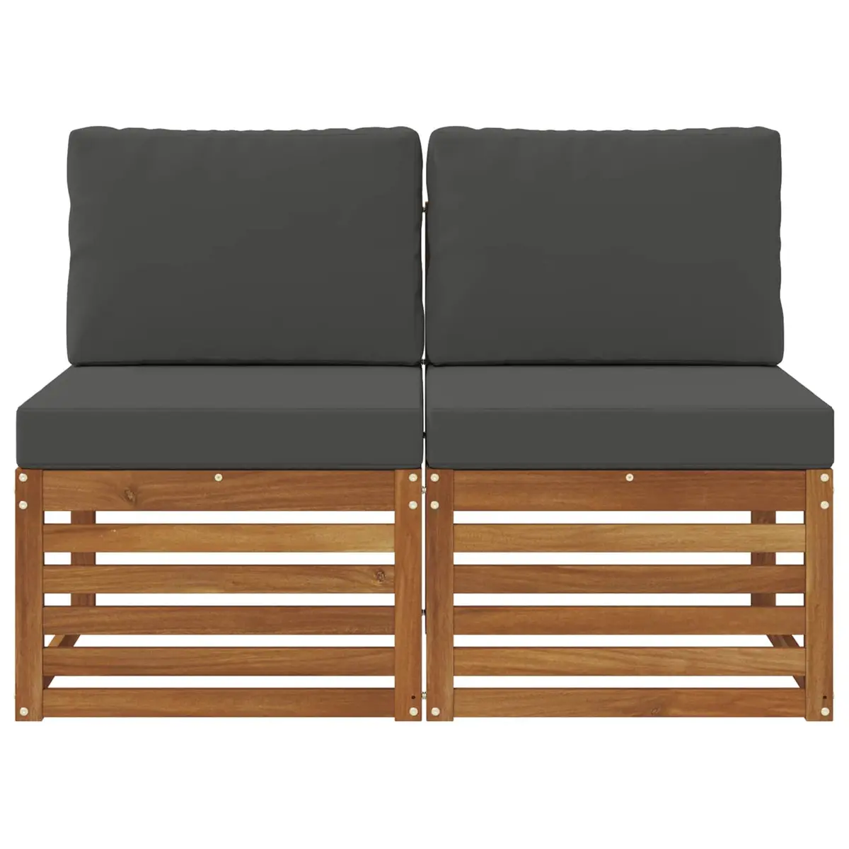 Outdoor Middle Sofa 2 Piece Set Garden Patio Seating Acacia Wood Brown Natural