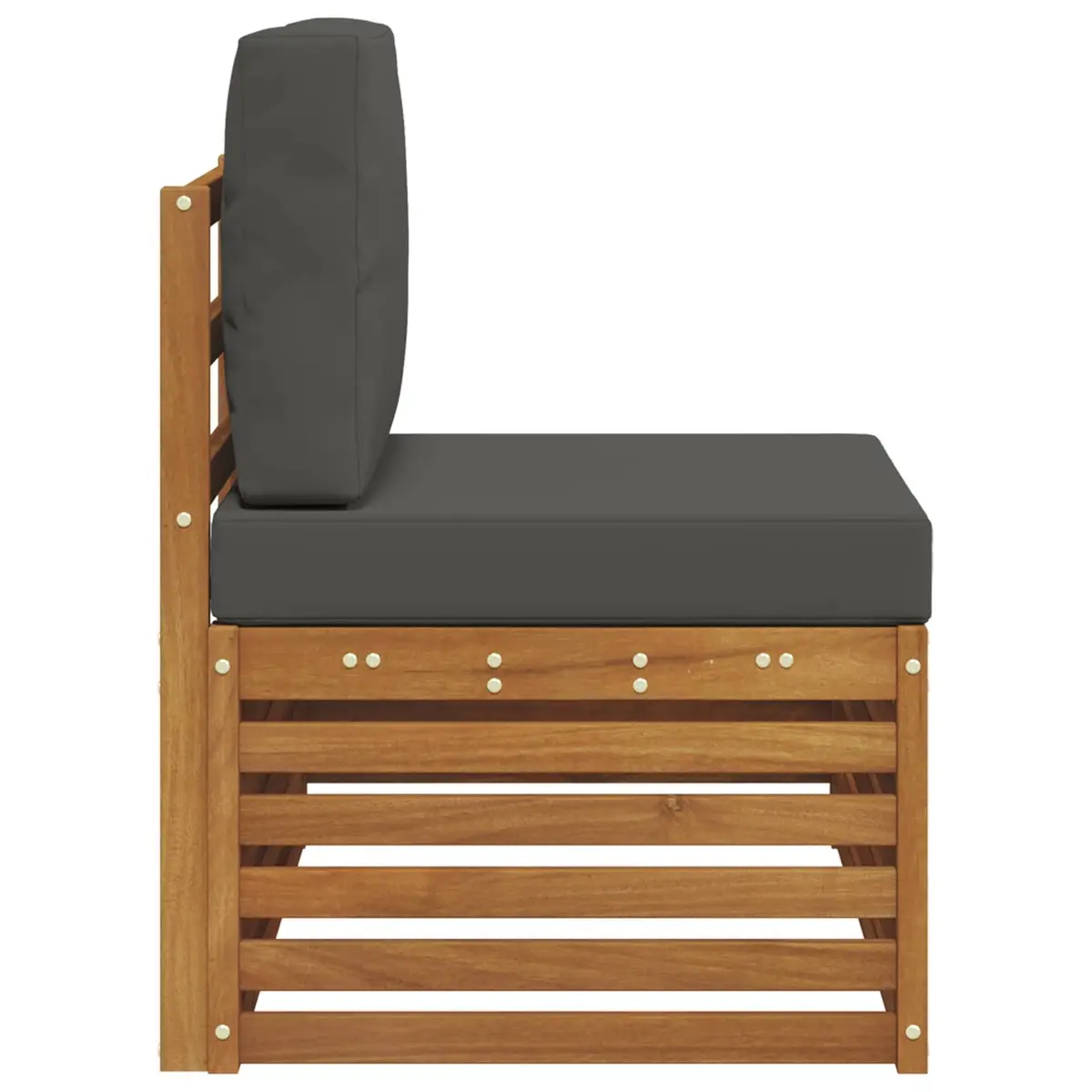 Outdoor End Sofa Brown Solid Acacia Wood Garden Sectional Seating Unit