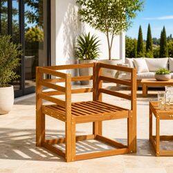 2-Piece Armrest Set for Outdoor Furniture in Solid Acacia