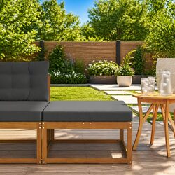 Versatile Brown Footstool for Outdoor Relaxation