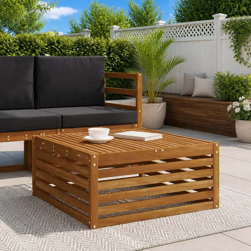 Outdoor Table Solid Acacia Wood Garden Patio Furniture Brown 79x79x37cm