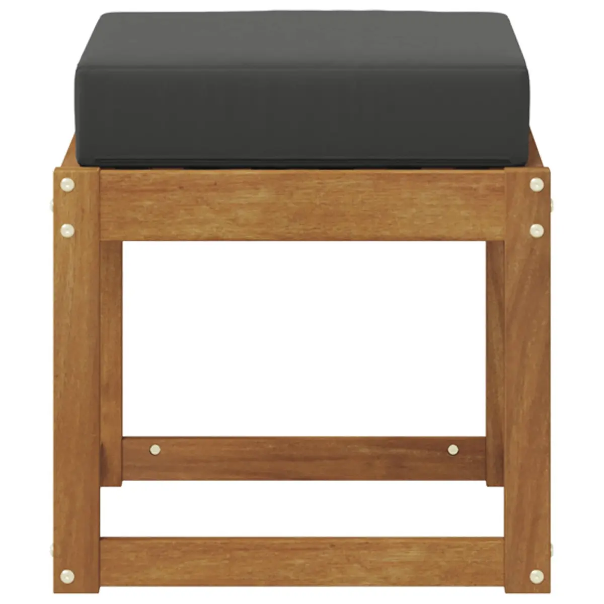 Stool Bench Acacia Wood Solid Construction Natural Anthracite Colour Indoor Outdoor Seating