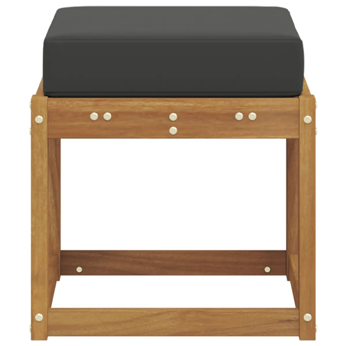 Stool Bench Acacia Wood Solid Construction Natural Anthracite Colour Indoor Outdoor Seating