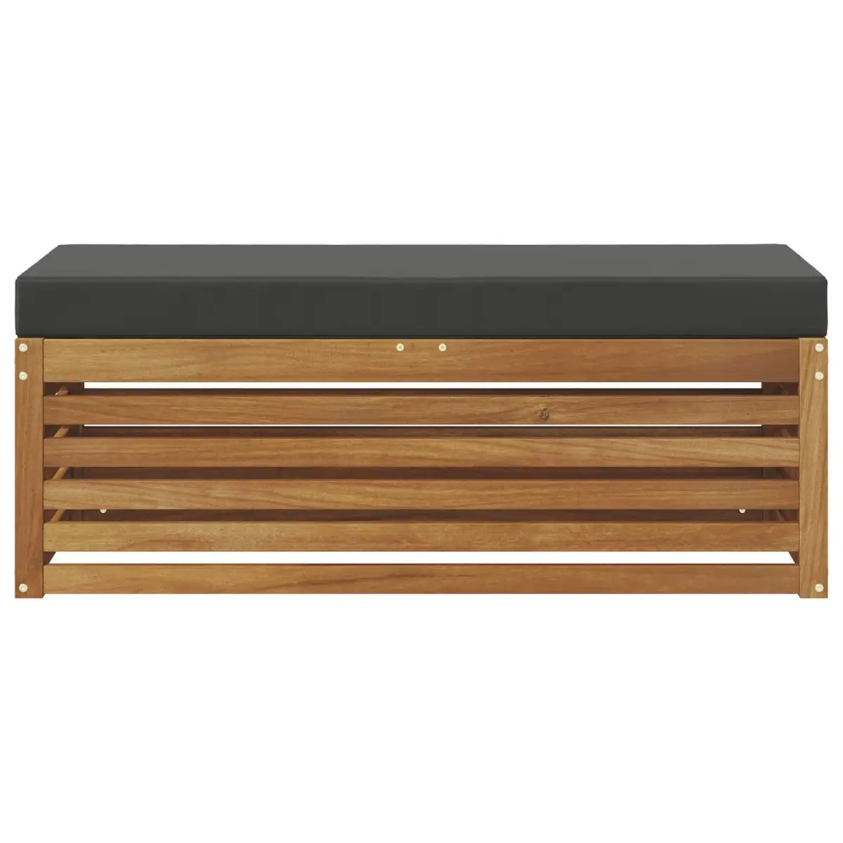 Solid Acacia Wood Stool Bench Outdoor Seating Natural and Anthracite Finish