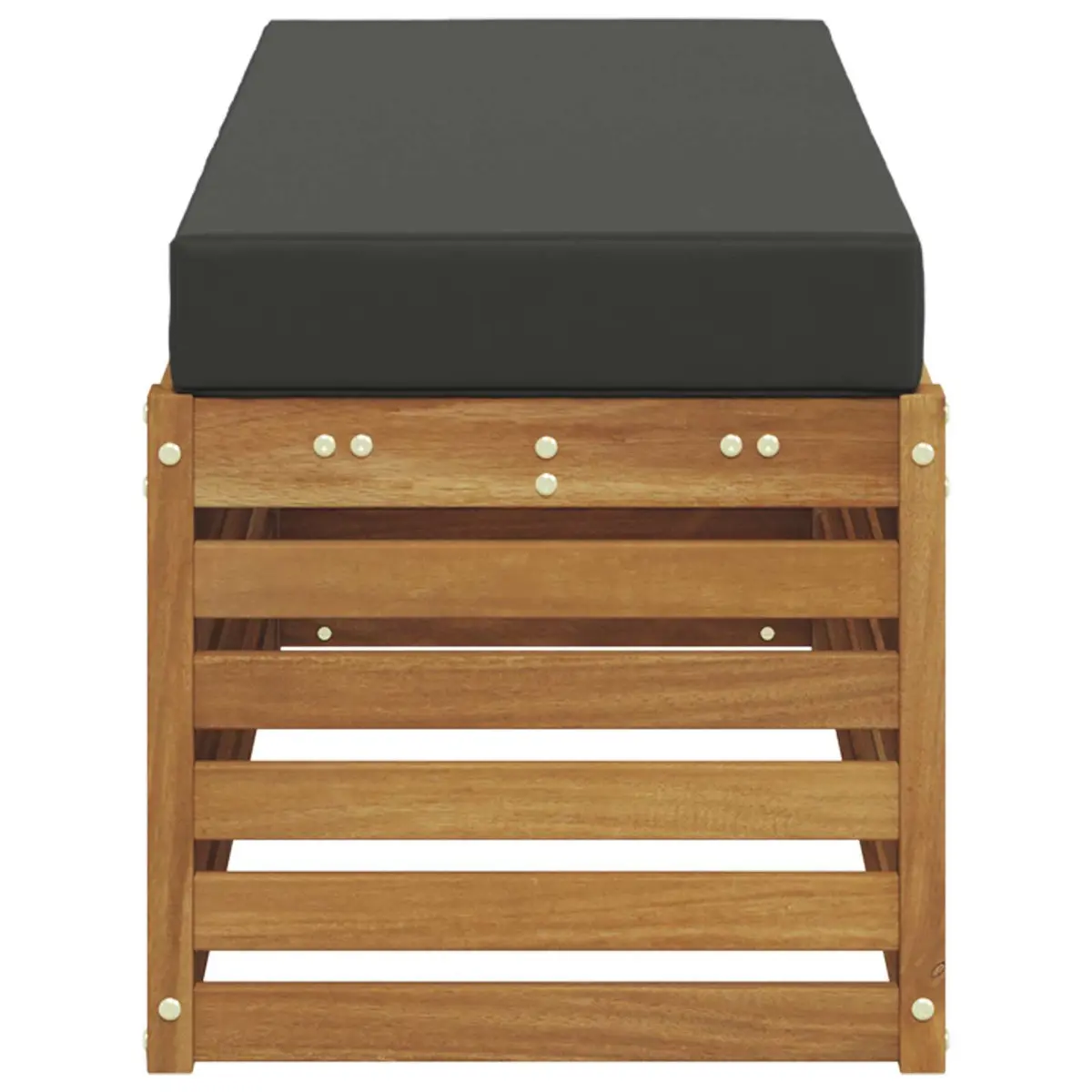 Solid Acacia Wood Stool Bench Outdoor Seating Natural and Anthracite Finish