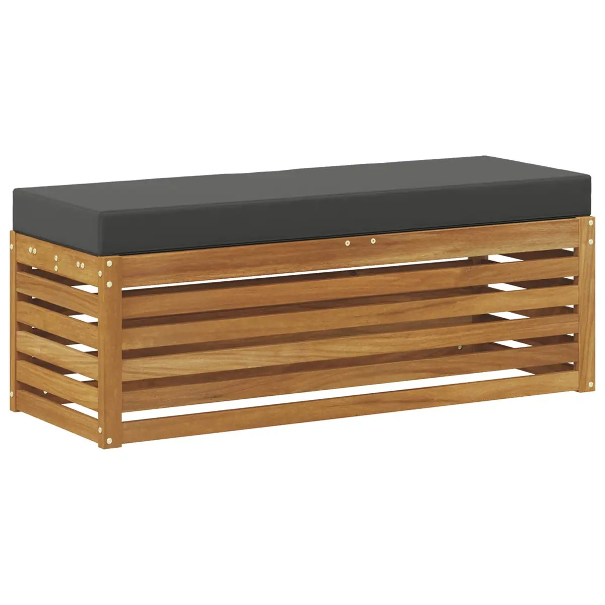 Solid Acacia Wood Stool Bench Outdoor Seating Natural and Anthracite Finish