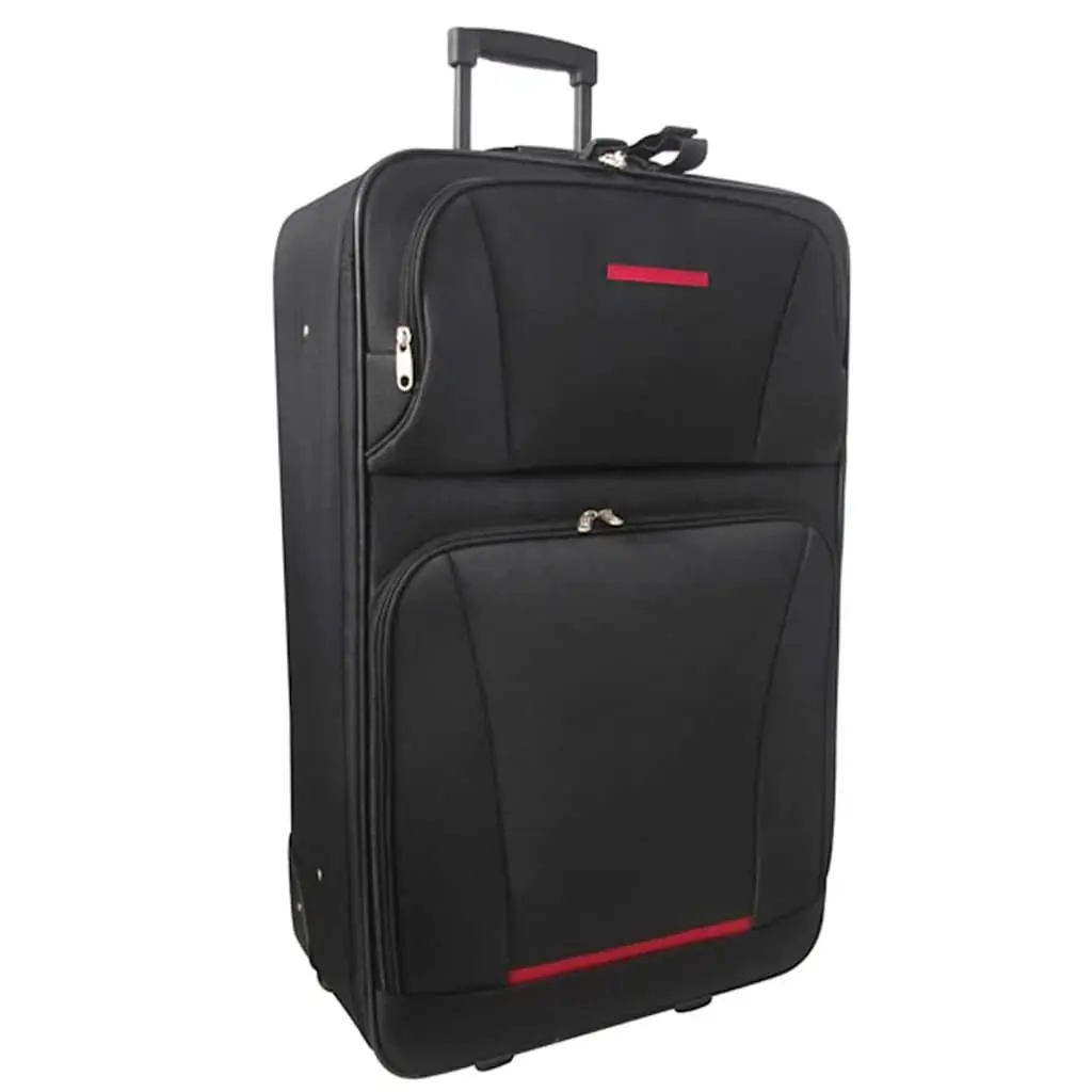 5 Piece Trolley Luggage Set Lightweight Black Travel Suitcase with Telescopic Handles and Smooth Rolling Wheels