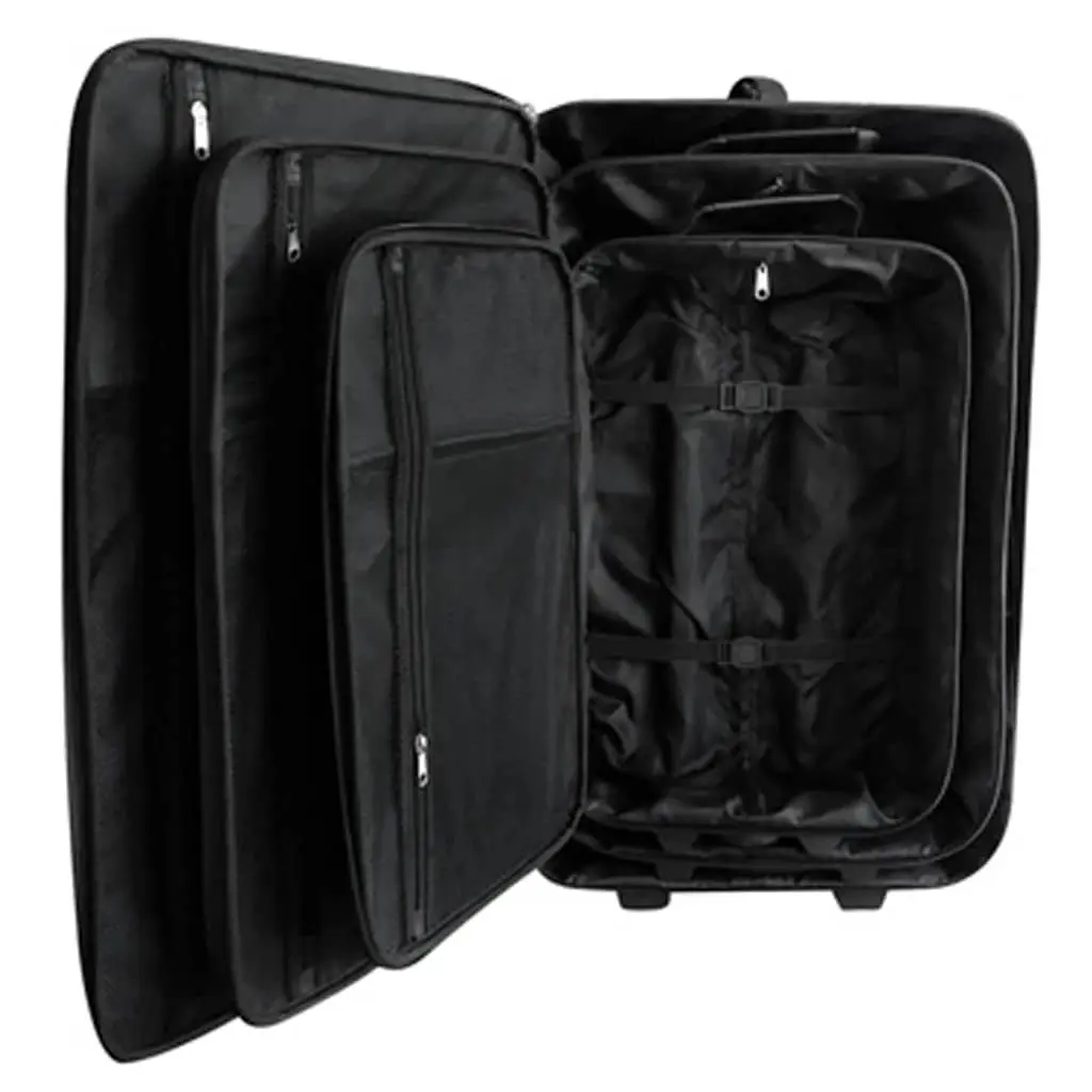 5 Piece Trolley Luggage Set Lightweight Black Travel Suitcase with Telescopic Handles and Smooth Rolling Wheels