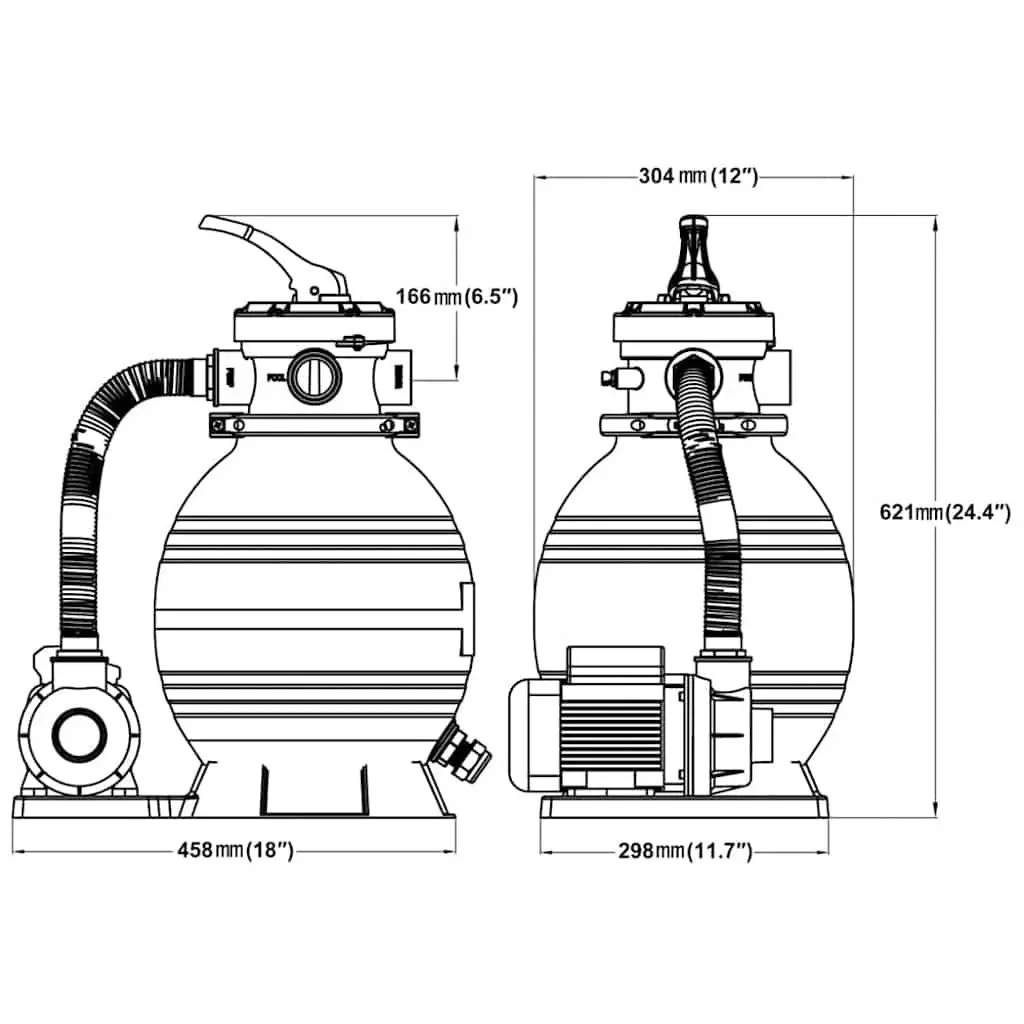 Sand Filter Pump 400W Above Ground Filtration System 11000 L/h Corrosion-Proof Durable Plastic Housing