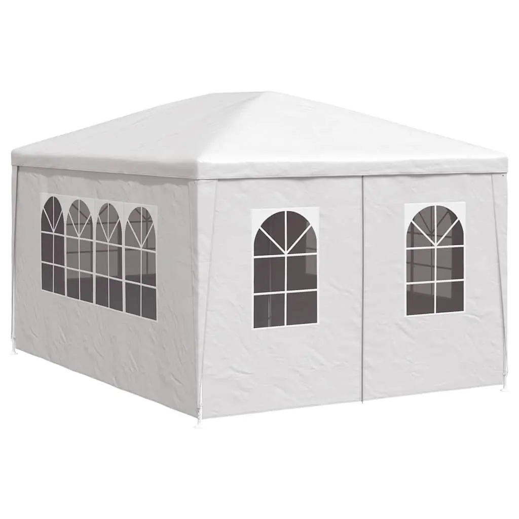 Party Tent Polyethylene 3x4m White Outdoor Gazebo Canopy with Door Panels