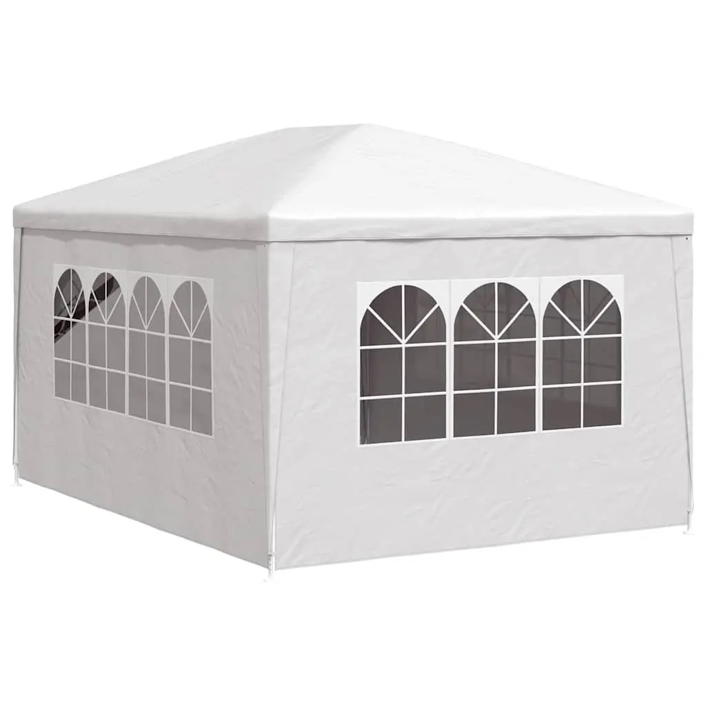 Party Tent Polyethylene 3x4m White Outdoor Gazebo Canopy with Door Panels