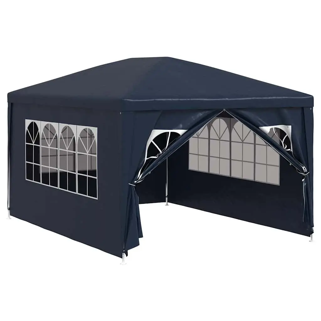 Outdoor Canopy Gazebo Blue 3x4m Party Tent with Side Panels and Zip Door Water Resistant Polyethylene Steel Frame