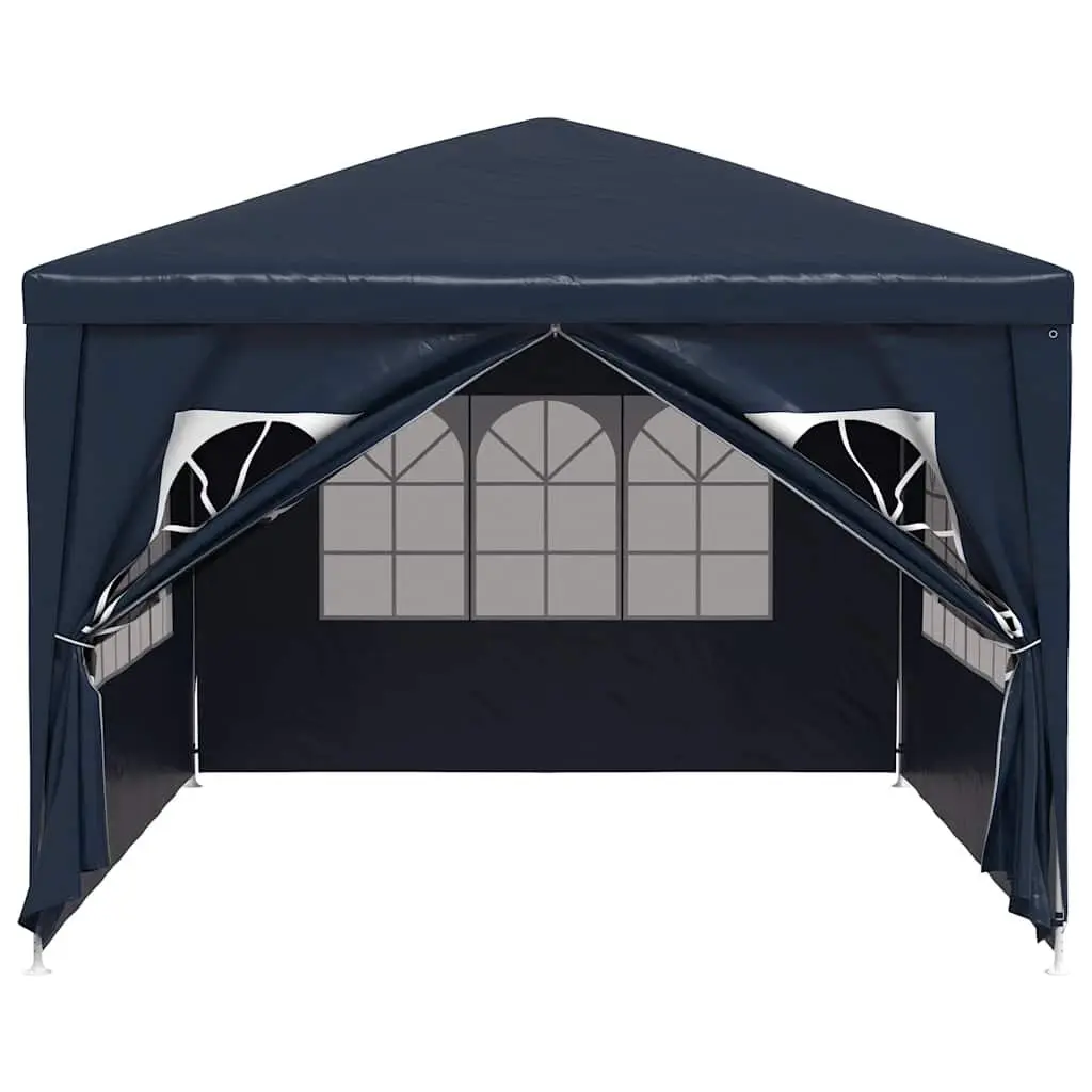 Outdoor Canopy Gazebo Blue 3x4m Party Tent with Side Panels and Zip Door Water Resistant Polyethylene Steel Frame