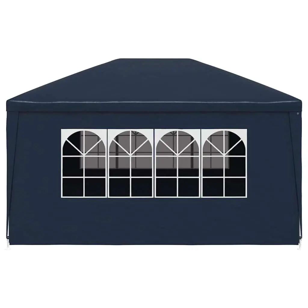 Outdoor Canopy Gazebo Blue 3x4m Party Tent with Side Panels and Zip Door Water Resistant Polyethylene Steel Frame